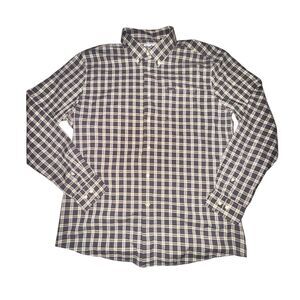 Barbour Lomond Tailored Fit Shirt Men's Size L Stone Tan Plaid L/S Button Front